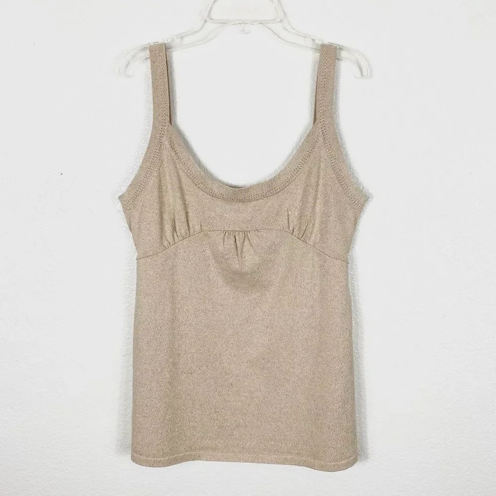 Vintage y2k INC Beige & Gold Babydoll Tank Top